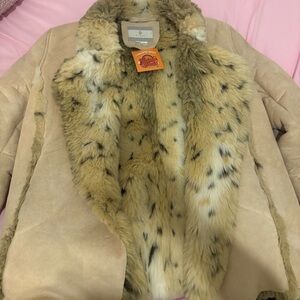 Vintage Faux Fur Lined Tan Coat